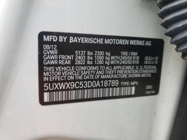 5UXWX9C53D0A18789 - 2013 BMW X3 XDRIVE28I WHITE photo 13