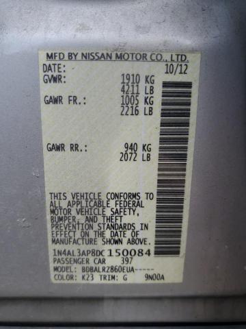 1N4AL3AP8DC150084 - 2013 NISSAN ALTIMA 2.5 SILVER photo 12