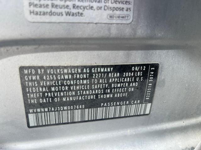 WVWNM7AJ3DW007649 - 2013 VOLKSWAGEN GOLF SILVER photo 10