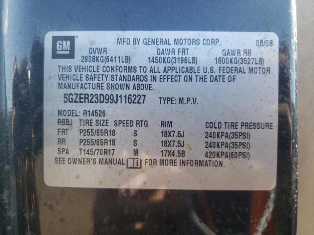 5GZER23D99J116227 - 2009 SATURN OUTLOOK XR BLACK photo 13