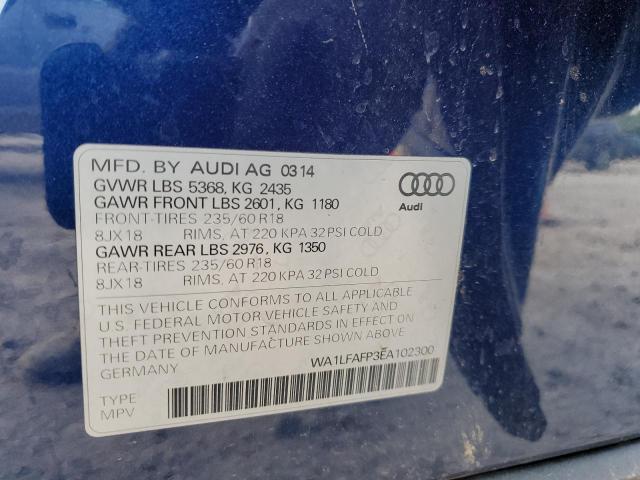 WA1LFAFP3EA102300 - 2014 AUDI Q5 PREMIUM PLUS BLUE photo 13