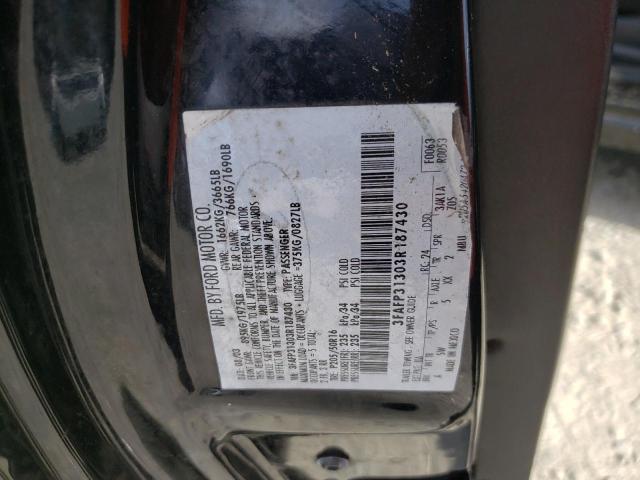 3FAFP31303R187430 - 2003 FORD FOCUS ZX3 BLACK photo 12