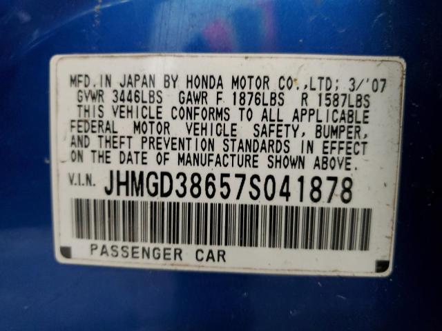 JHMGD38657S041878 - 2007 HONDA FIT S 蓝色 照片 13