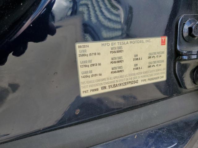 5YJSA1H12EFP52042 - 2014 TESLA MODEL S ლურჯი ფოტო 12