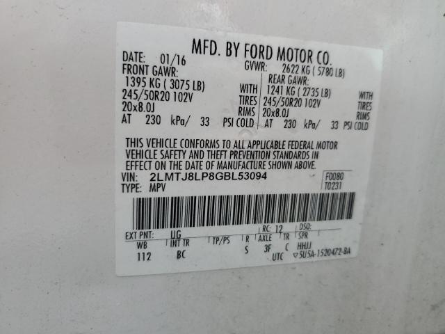 2LMTJ8LP8GBL53094 - 2016 LINCOLN MKX RESERVE 白色 照片 13