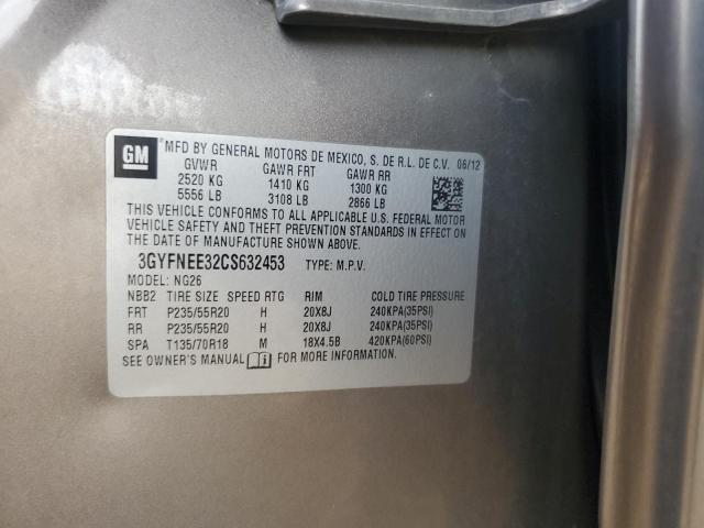 3GYFNEE32CS632453 - 2012 CADILLAC SRX PERFORMANCE COLLECTION Marron photo 12