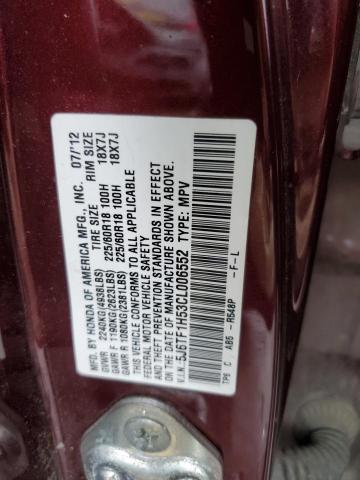 5J6TF1H53CL006552 - 2012 HONDA CROSSTOUR EXL ბურგუნდია ფოტო 14