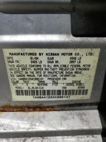 1N4BA41E64C886147 - 2004 NISSAN MAXIMA SE GRAY photo 12