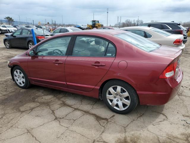 19XFA16549E005688 - 2009 HONDA CIVIC LX RED photo 2