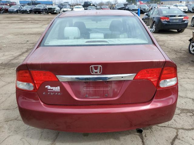 19XFA16549E005688 - 2009 HONDA CIVIC LX RED photo 6