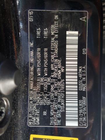 5TDJKRFH0FS189576 - 2015 TOYOTA HIGHLANDER XLE Qara foto 14