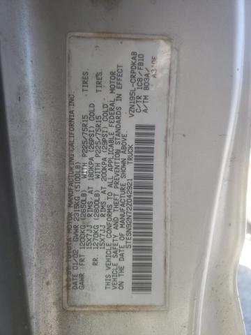 5TESN92N72Z042921 - 2002 TOYOTA TACOMA XTRACAB PRERUNNER ვერცხლისფერი ფოტო 12