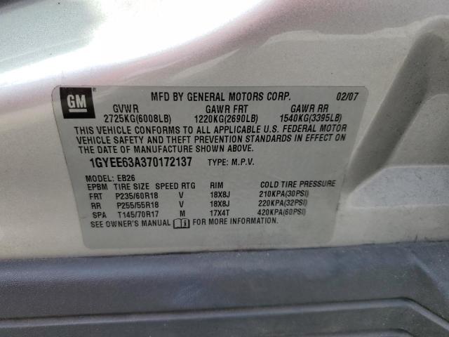 1GYEE63A370172137 - 2007 CADILLAC SRX SILVER photo 12