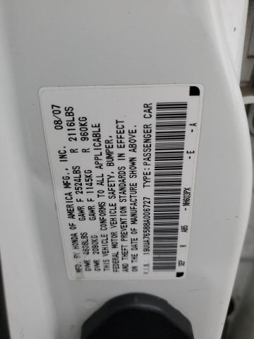 19UUA76588A006727 - 2008 ACURA TL TYPE S WHITE photo 12