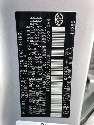 4T1BK1EB9EU131300 - 2014 TOYOTA AVALON BASE 银色 照片 12