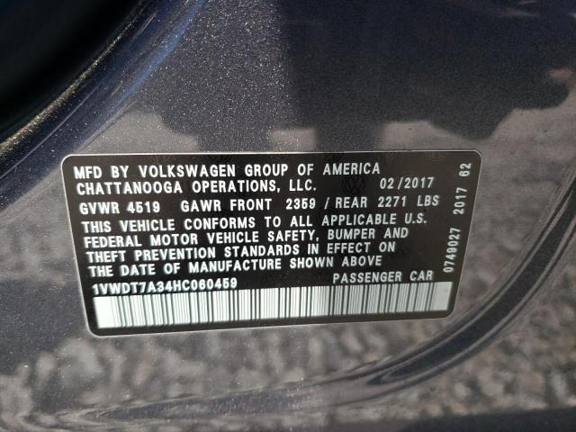 1VWDT7A34HC060459 - 2017 VOLKSWAGEN PASSAT R-LINE Grafit foto 12