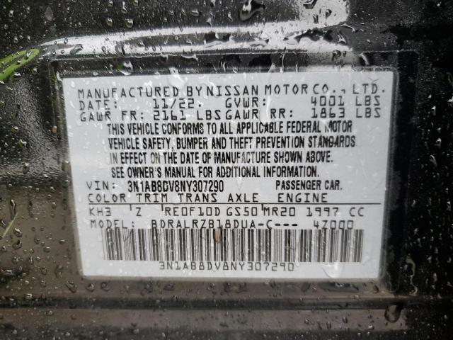 3N1AB8DV8NY307290 - 2022 NISSAN SENTRA SR BLACK photo 12