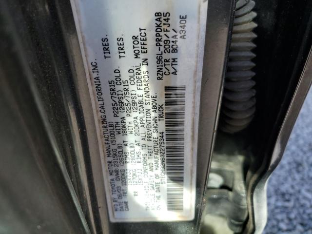 5TEGM92N63Z275344 - 2003 TOYOTA TACOMA DOUBLE CAB PRERUNNER BLACK photo 12