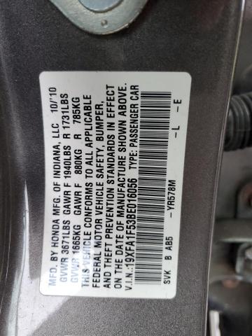 19XFA1F53BE016056 - 2011 HONDA CIVIC LX GRAY photo 12