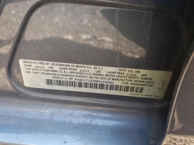 3VWDJ71K98M129481 - 2008 VOLKSWAGEN GLI ნაცრისფერი ფოტო 12