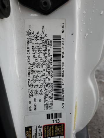 5TEUU4EN3AZ739298 - 2010 TOYOTA TACOMA ACCESS CAB თეთრი ფოტო 13