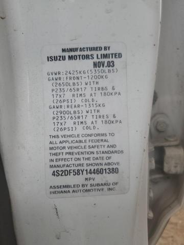 4S2DF58Y144601380 - 2004 ISUZU AXIOM XS Ağ foto 13