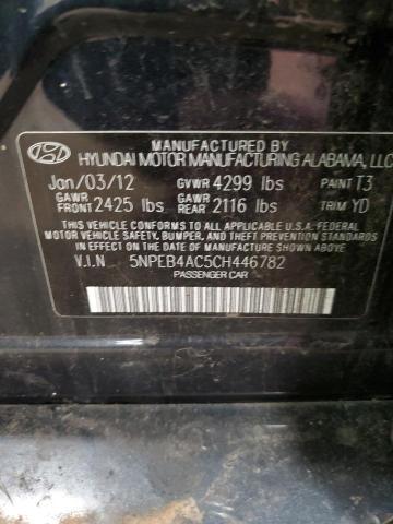 5NPEB4AC5CH446782 - 2012 HYUNDAI SONATA GLS BLUE photo 12