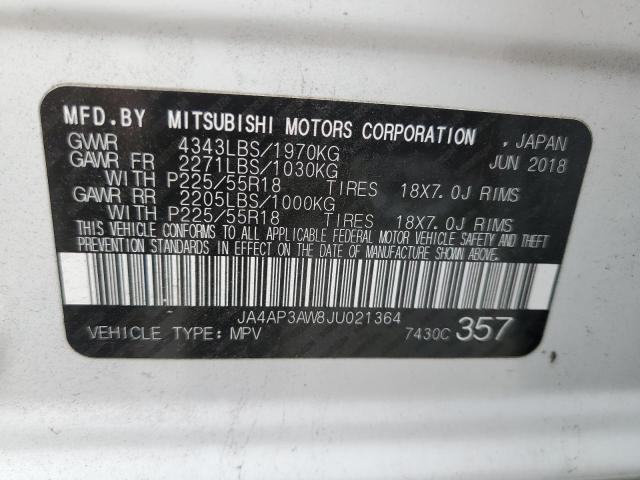 JA4AP3AW8JU021364 - 2018 MITSUBISHI OUTLANDER ES WHITE photo 13