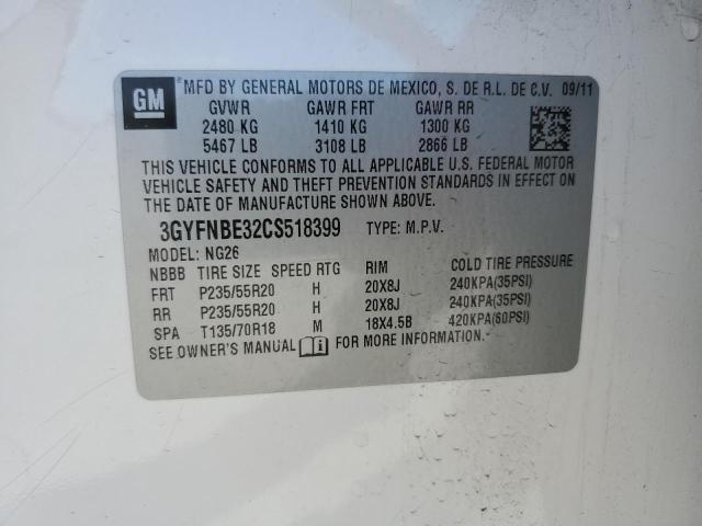 3GYFNBE32CS518399 - 2012 CADILLAC SRX PERFORMANCE COLLECTION Blanc photo 13