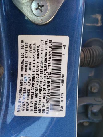 19XFA1F67BE015212 - 2011 HONDA CIVIC LX-S أزرق صورة 12