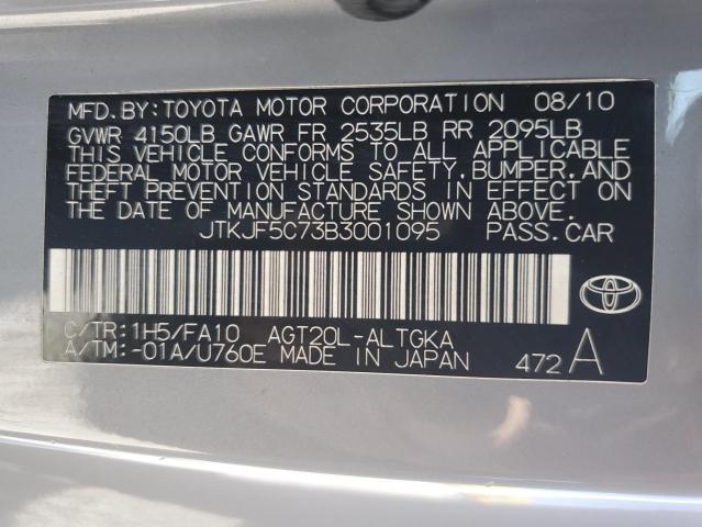 JTKJF5C73B3001095 - 2011 TOYOTA SCION TC 灰色 照片 12
