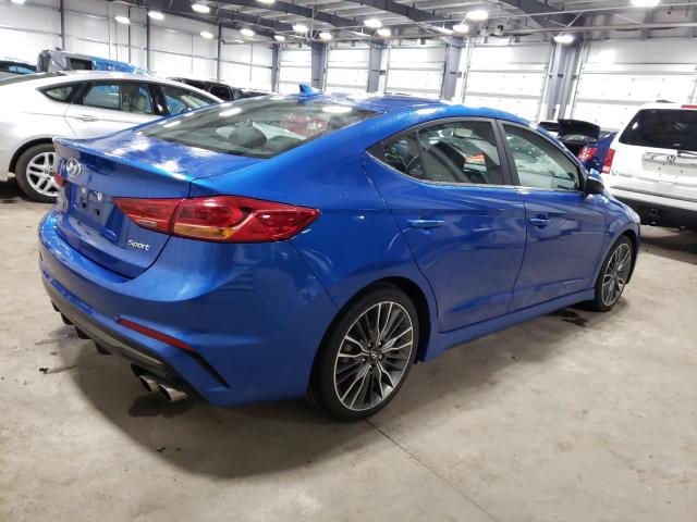 KMHD04LB8JU636273 - 2018 HYUNDAI ELANTRA SPORT BLUE photo 3