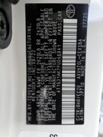 4T1G31AK7PU046841 - 2023 TOYOTA CAMRY SE NIGHT SHADE WHITE photo 12