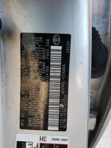 4T1BE46K99U324169 - 2009 TOYOTA CAMRY BASE SILVER photo 13