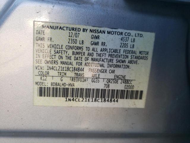 1N4CL21E18C184844 - 2008 NISSAN ALTIMA HYBRID SILVER photo 12