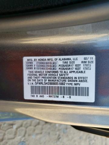 5FNRL5H28BB051882 - 2011 HONDA ODYSSEY LX GRAY photo 14