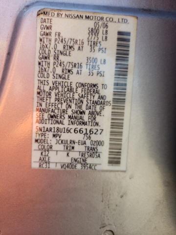 5N1AR18U16C661627 - 2006 NISSAN PATHFINDER LE 银色 照片 13
