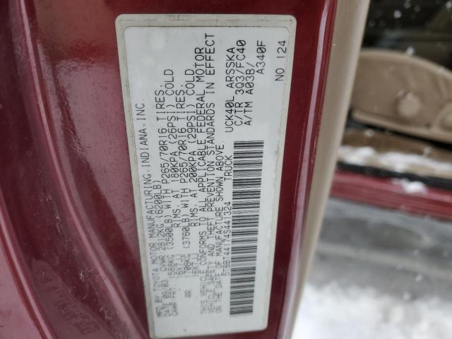 5TBBT44174S441324 - 2004 TOYOTA TUNDRA ACCESS CAB SR5 BURGUNDY photo 12