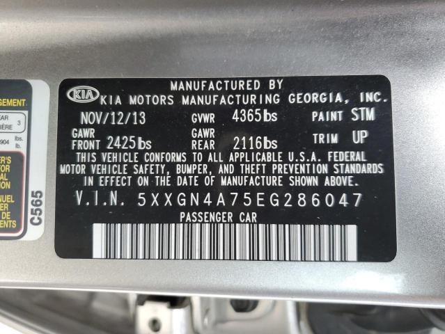 5XXGN4A75EG286047 - 2014 KIA OPTIMA EX SILVER photo 12