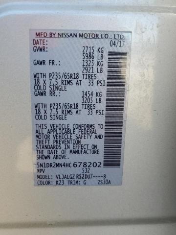 5N1DR2MN4HC678202 - 2017 NISSAN PATHFINDER S 银色 照片 13