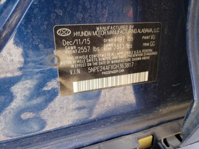 5NPE24AFXGH363817 - 2016 HYUNDAI SONATA SE BLUE photo 12