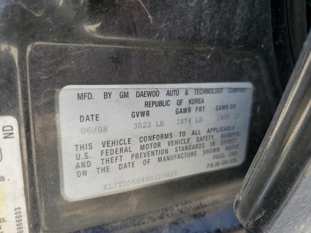 KL1TD56E49B323929 - 2009 CHEVROLET AVEO LS 黑色 照片 12