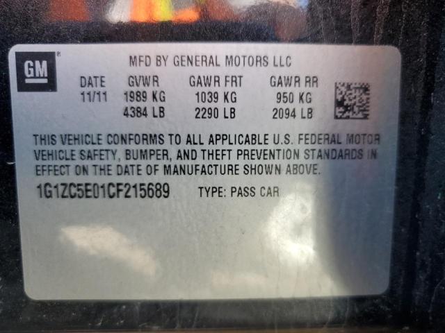 1G1ZC5E01CF215689 - 2012 CHEVROLET MALIBU 1LT Қара фото 12