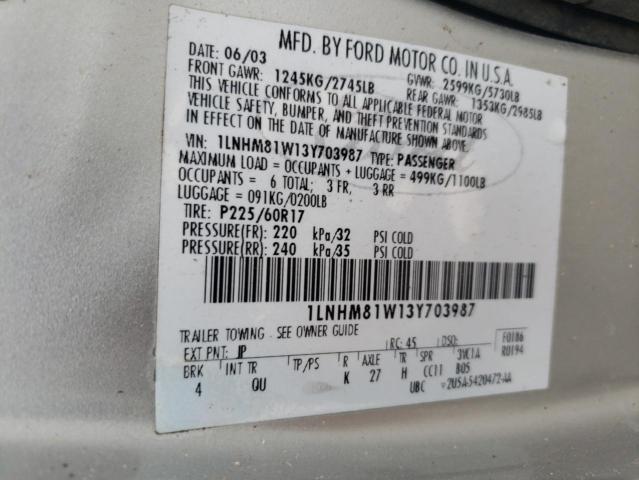 1LNHM81W13Y703987 - 2003 LINCOLN TOWN CAR EXECUTIVE SILVER photo 12