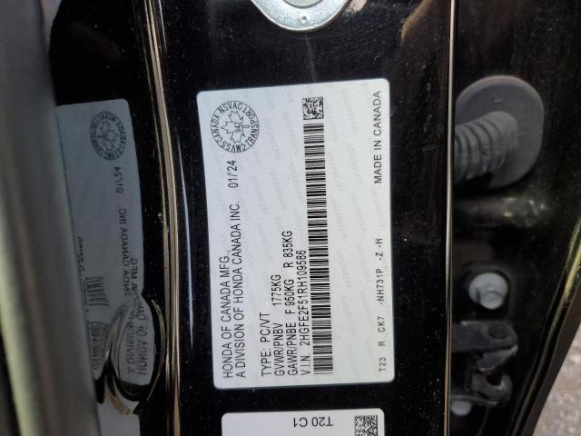 2HGFE2F51RH109586 - 2024 HONDA CIVIC SPORT BLACK photo 13