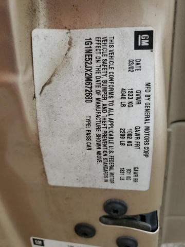 1G1NE52JX2M672680 - 2002 CHEVROLET MALIBU LS 米色 照片 12