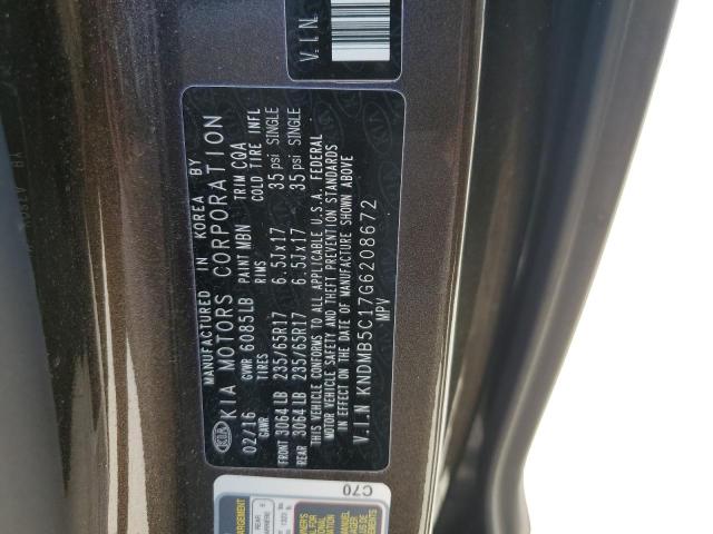 KNDMB5C17G6208672 - 2016 KIA SEDONA LX GRAY photo 13