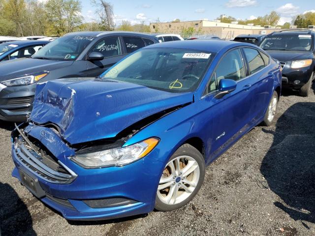 3FA6P0UU3JR122894 - 2018 FORD FUSION S HYBRID BLUE photo 1