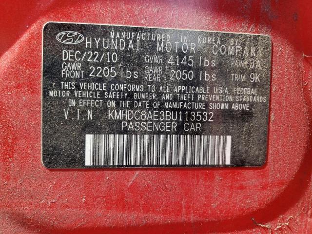 KMHDC8AE3BU113532 - 2011 HYUNDAI ELANTRA TO GLS RED photo 12