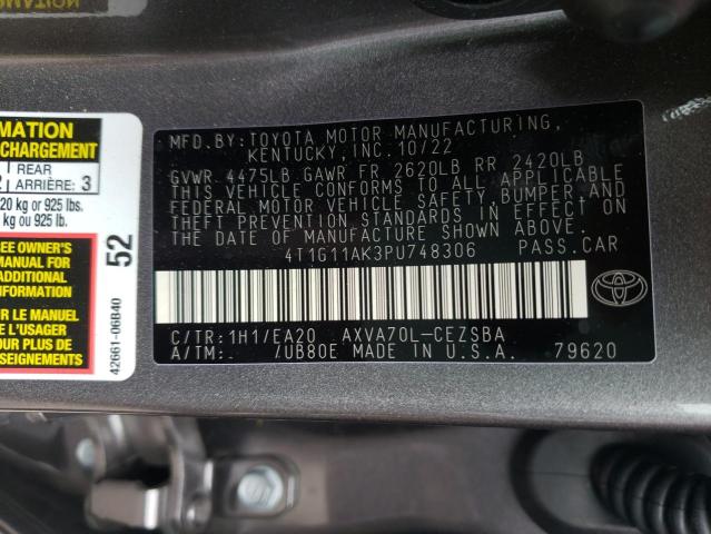 4T1G11AK3PU748306 - 2023 TOYOTA CAMRY SE NIGHT SHADE GRAY photo 12